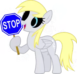 Size: 3573x3477 | Tagged: safe, artist:yanoda, derpibooru import, edit, edited edit, derpy hooves, pegasus, pony, rainbow falls, black sclera, derpy's flag, edit of an edit of an edit, female, gaster blaster, glowing eyes, glowing eyes of doom, hoof hold, mare, open mouth, recolor, sans (undertale), simple background, smiling, spoilers for another series, stop sign, transparent background, undertale, vector