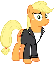 Size: 5161x6049 | Tagged: 1950s, 50's fashion, absurd resolution, applejack, artist:hawk9mm, artist:sebisscout1997, artist:uxyd, clothes, derpibooru import, greaser, jacket, leather jacket, safe, simple background, solo, transparent background, vector