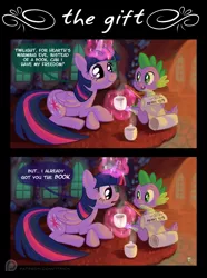 Size: 1000x1346 | Tagged: safe, artist:1trick, derpibooru import, spike, twilight sparkle, twilight sparkle (alicorn), alicorn, pony, christmas, comic, dark comedy, female, hearth's warming eve, holiday, implied slavery, mare, slave, slavery