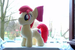Size: 1235x821 | Tagged: safe, artist:egalgay, derpibooru import, apple bloom, pony, cutie mark, female, filly, handmade, irl, photo, plushie, solo, the cmc's cutie marks