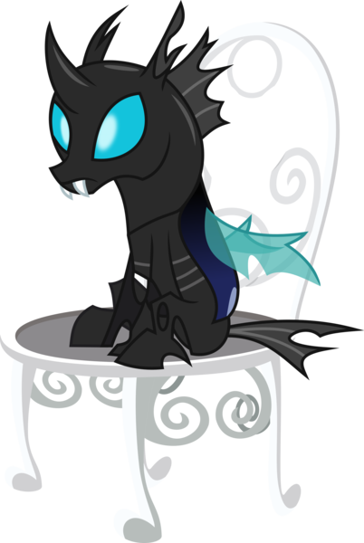 Size: 3553x5305 | Tagged: artist:v0jelly, chair, changeling, derpibooru import, kevin (changeling), safe, simple background, sitting, slice of life (episode), solo, transparent background, vector