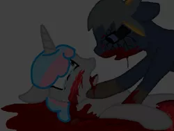 Size: 450x340 | Tagged: grimdark, derpibooru import, oc, oc:aqua horn, ponified, pony, blood, crying, death, fatality, mortal kombat, murder, sunglasses, yu-gi-oh!, yu-gi-oh! 5d's, yusei fudo