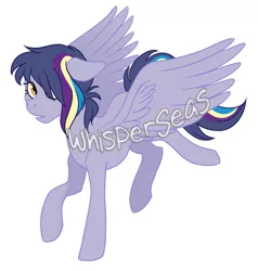 Size: 1600x1684 | Tagged: safe, artist:whisperseas, derpibooru import, oc, oc:rip tide, unofficial characters only, pegasus, pony, offspring, parent:rainbow dash, parent:soarin', parents:soarindash, simple background, solo, watermark, white background