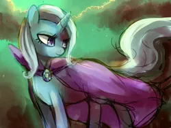 Size: 1280x960 | Tagged: safe, artist:cherivinca, derpibooru import, trixie, pony, unicorn, cape, clothes, female, mare, solo, trixie's cape