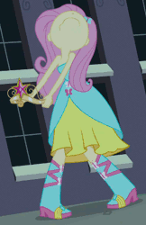 Size: 304x470 | Tagged: safe, derpibooru import, screencap, fluttershy, equestria girls, equestria girls (movie), animated, bare shoulders, big crown thingy, boots, cropped, element of magic, faic, fall formal outfits, frown, high heel boots, jewelry, regalia, scared, shaking, shivering, shoes, sleeveless, solo, strapless, struggling, wavy mouth