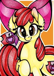 Size: 1024x1457 | Tagged: apple bloom, artist:j-lin-mlp, crusaders of the lost mark, cutie mark, derpibooru import, safe, solo, the cmc's cutie marks, traditional art