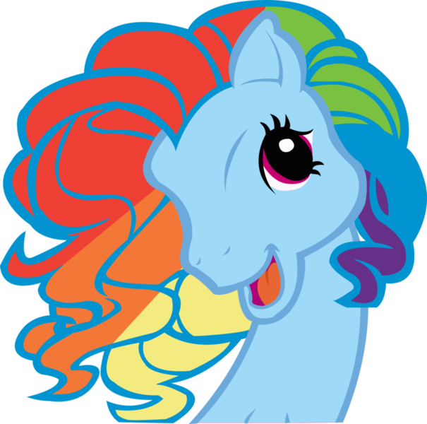 Size: 898x890 | Tagged: derpibooru import, g3, g4 to g3, generation leap, rainbow dash, rainbow dash (g3), safe, simple background, solo, too many pinkie pies, transparent background, vector