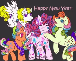 Size: 700x563 | Tagged: artist:skypinpony, confetti (g1), derpibooru import, g1, happy new year, holiday, new year, oc, party time, safe, surprise