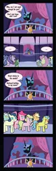 Size: 1613x4854 | Tagged: safe, artist:wigglyspatula, derpibooru import, applejack, bon bon, cheerilee, derpy hooves, lyra heartstrings, nightmare moon, pinkie pie, sweetie drops, pegasus, pony, ..., :|, comic, female, mare, unamused