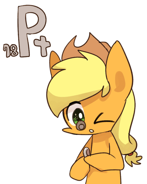 Size: 800x1000 | Tagged: applejack, artist:joycall6, derpibooru import, loupe, periodic table, platinum, safe, series:joycall6's periodic table, solo