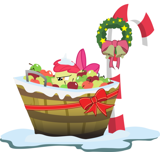 Size: 5724x5439 | Tagged: absurd resolution, apple, apple bloom, artist:agryx, candy, candy cane, christmas, derpibooru import, food, hearth's warming eve, holiday, ribbon, safe, simple background, snow, solo, transparent background, vector, wreath