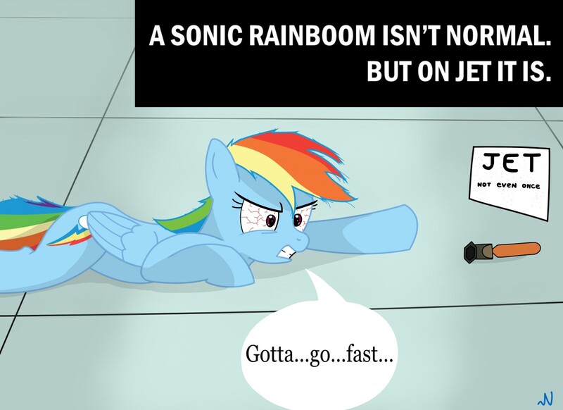 Size: 1280x931 | Tagged: addiction, artist:nuka-kitty, crawling, crossover, derpibooru import, drugs, drug use, fallout, georgia (font), gotta go fast, jet, jet (drug), not even once, part of a set, rainbow dash, semi-grimdark, speech bubble