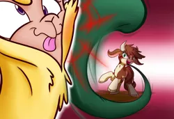 Size: 1280x877 | Tagged: safe, artist:heir-of-rick, derpibooru import, arizona cow, paprika paca, alpaca, cow, daily apple pony, them's fightin' herds, community related, cute, derp, faic, fight, impossibly large ears, impossibly long tongue, long tongue, species swap, tatzlcow, tatzlzona, tentacle tongue, tentacles, tongue out