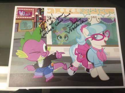 Size: 436x327 | Tagged: 1950s, animal, artist:pixelkitties, autograph, buttercream sunday, cathy weseluck, coco pommel, derpibooru import, irl, littlest pet shop, photo, pixelkitties' brilliant autograph media artwork, rabbit, safe, spike, voice actor joke