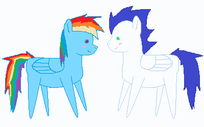 Size: 400x250 | Tagged: safe, artist:insanity-w0lf, derpibooru import, rainbow dash, soarin', pony, female, male, pointy ponies, shipping, soarindash, straight