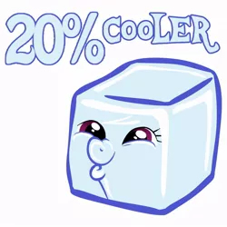 Size: 894x894 | Tagged: 20% cooler, dashface, derpibooru import, ice cube, literal, meme, pun, rainbow dash, safe, simple background, solo, white background