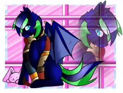 Size: 1600x1200 | Tagged: safe, artist:oceandrops, derpibooru import, oc, oc:silver fang, unofficial characters only, bat pony, pony, clothes, cute, fluffy, fourth doctor's scarf, ouran high school host club, scarf