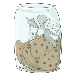 Size: 1024x1024 | Tagged: safe, artist:thekuto, derpibooru import, oc, oc:der, unofficial characters only, gryphon, cookie, food, micro, solo, that griffon sure "der"s love cookies