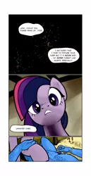 Size: 666x1286 | Tagged: artist:pencils, blue, blue man group, colored, color edit, comic, comic:anon's pie adventure, derpibooru import, edit, human, missing horn, oc, oc:anon, suggestive, twilight sparkle