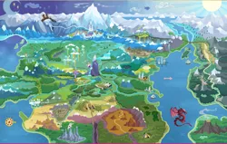 Size: 1920x1222 | Tagged: appleloosa, applewood, badlands, canterlot, cloudsdale, crystal empire, derpibooru import, dodge city, dragon, dragons's lair, everfree forest, fillydelphia, griffonstone, hayseed swamp, hollow shades, manehattan, map, map of equestria, mountain, mountain range, official, our town, ponyville, rainbow falls, safe, trottingham, yakyakistan