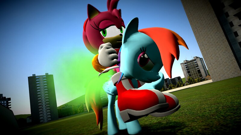 Size: 1920x1080 | Tagged: 3d, amy rose, artist:tacko marceno, crossover, derpibooru import, fart, fart fetish, fetish, gmod, rainbow dash, riding, sonic the hedgehog (series), suggestive