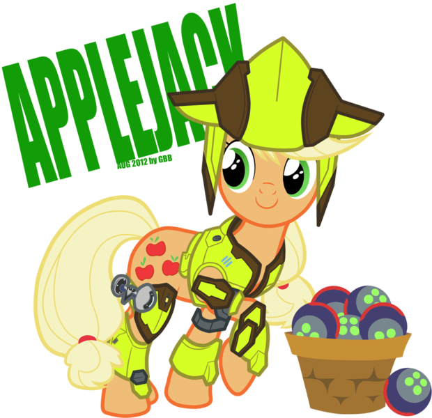 Size: 1024x991 | Tagged: alien, applejack, armor, artist:grandbigbird, crossover, derpibooru import, grenade, halo (series), safe, sangheili, simple background, solo, transparent background, vector, video game