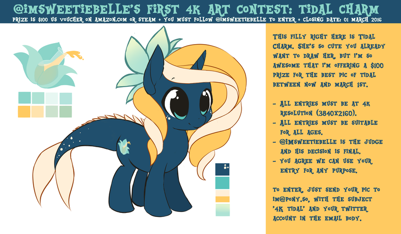 Size: 6000x3500 | Tagged: aquapony, competition, contest, derpibooru import, female, filly, foal, oc, oc:tidal charm, safe, seaunicorn, solo, unofficial characters only, win $100