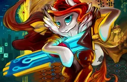 Size: 2550x1650 | Tagged: safe, artist:hobbes-maxwell, derpibooru import, ponified, pony, clothes, crossover, explicit source, red (transistor), socks, supergiant games, thigh highs, transistor, video game