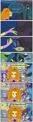 Size: 949x3439 | Tagged: safe, artist:ponymaan, derpibooru import, adagio dazzle, aria blaze, queen chrysalis, sonata dusk, pony, comic:by skywalker's hand, comic:lyra-lyra's bizarre adventure, equestria girls, friendship games, rainbow rocks, comic, human ponidox, jewelry, jojo's bizarre adventure, necklace, self ponidox, species swap, stand, the dazzlings, to be continued