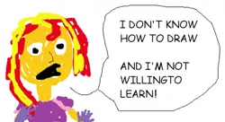 Size: 644x350 | Tagged: artist needed, safe, derpibooru import, sunset shimmer, equestria girls, friendship games, 1000 hours in ms paint, 8^y, comic sans, exploitable meme, image macro, meme, ms paint, solo, stylistic suck, sunset is not willing to learn
