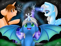 Size: 2048x1536 | Tagged: safe, artist:duskanddashie, derpibooru import, oc, alicorn, pony, alicorn oc, alidragon, anna, cute, elsa, frozen (movie), horn, open mouth, snow, snowflake, spread wings, wings