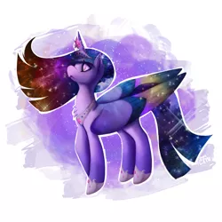 Size: 2000x2000 | Tagged: safe, artist:miss-cats, derpibooru import, twilight sparkle, twilight sparkle (alicorn), alicorn, pony, :<, ethereal mane, female, mare, older, older twilight, solo, sparkles, starry mane, ultimate twilight