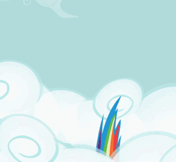 Size: 412x381 | Tagged: safe, derpibooru import, screencap, rainbow dash, pegasus, pony, the mysterious mare do well, animated, aweeg*, cloud, cropped, cute, dashabetes, female, floppy ears, happy, mare, nose wrinkle, puffy cheeks, scrunchy face, sky, smiling, smoke cloud, smoke cloud everyday, solo