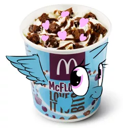 Size: 692x718 | Tagged: alicorn, cute, derpibooru import, food, heart, joke, mcdonald's, mcflurry, princess flurry heart, princess mcflurry, pun, safe, simple background, spoiler:s06, wings