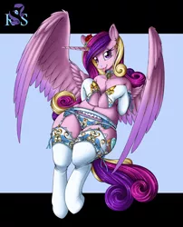Size: 4038x5000 | Tagged: suggestive, artist:longinius, derpibooru import, princess cadance, alicorn, semi-anthro, series:rarity's secret, :p, absurd resolution, adorasexy, chest fluff, clothed ponies, clothes, cute, cutedance, female, garter belt, garters, horn, horn jewelry, jewelry, lingerie, looking at you, mare, panties, ring, seductive look, seductive pose, sexy, smiling, socks, solo, solo female, spread wings, stockings, stupid sexy princess cadance, sultry pose, thigh highs, tongue out, underwear, wedding ring, wing fluff, wings