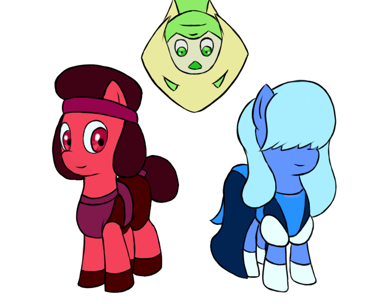 Size: 900x700 | Tagged: safe, artist:duskswordsman, derpibooru import, ponified, pony, peridot (steven universe), ruby, ruby (steven universe), sapphire, sapphire (steven universe), steven universe