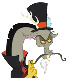 Size: 2747x3153 | Tagged: artist:sketchmcreations, cloak, clothes, derpibooru import, discord, facial hair, hat, mischievous, moustache, safe, scheming, simple background, snidely whiplash, solo, top hat, transparent background, vector, what about discord?