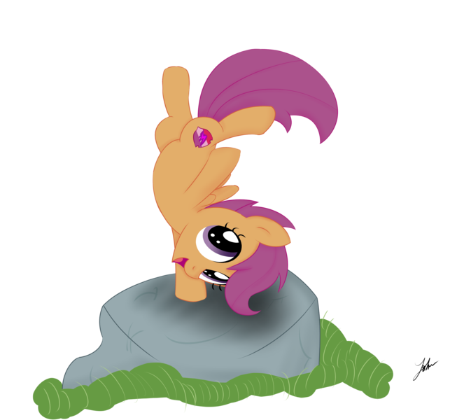 Size: 2396x2235 | Tagged: artist:noxdrachen, backbend, balancing, cute, cutealoo, cutie mark, derpibooru import, handstand, open mouth, safe, scootaloo, simple background, solo, the cmc's cutie marks, transparent background, upside down