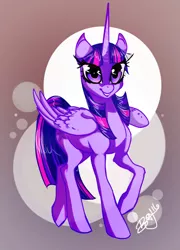 Size: 1024x1420 | Tagged: safe, artist:opalacorn, derpibooru import, twilight sparkle, twilight sparkle (alicorn), alicorn, pony, female, mare, smiling, solo