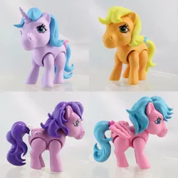 Size: 960x960 | Tagged: applejack (g1), bow, buttons (g1), derpibooru import, firefly, g1, irl, lickety split, official, photo, posable, safe, tail bow, toy