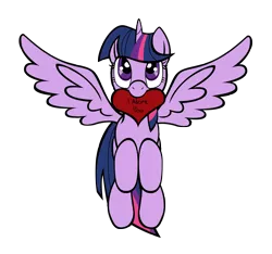 Size: 3923x3677 | Tagged: safe, artist:tsand106, derpibooru import, part of a set, twilight sparkle, twilight sparkle (alicorn), alicorn, pony, female, heart, holiday, mare, mouth hold, solo, valentine, valentine's day