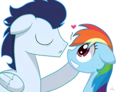 Size: 1024x768 | Tagged: safe, artist:princesslovelypony, derpibooru import, rainbow dash, soarin', pony, female, male, shipping, simple background, soarindash, straight, transparent background