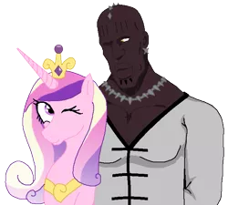 Size: 657x592 | Tagged: artist:unbiased philosopher, bleach (manga), crossover, derpibooru import, one eye closed, princess cadance, safe, simple background, smiling, transparent background, wink, zommari leroux