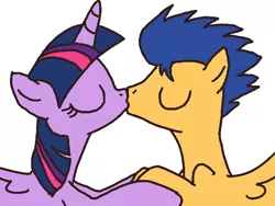 Size: 690x520 | Tagged: safe, anonymous artist, derpibooru import, flash sentry, twilight sparkle, twilight sparkle (alicorn), alicorn, pony, female, flashlight, kissing, male, mare, shipping, straight