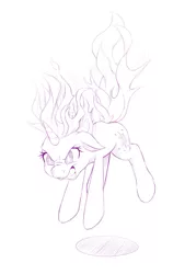 Size: 675x1000 | Tagged: angry, artist:dstears, derpibooru import, feeling pinkie keen, mane of fire, monochrome, pokémon, rapidash, rapidash twilight, safe, scene interpretation, shadow, simple background, solo, twilight sparkle