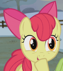 Size: 500x560 | Tagged: adorabloom, animated, apple bloom, apple bloom's bow, bow, cute, derpibooru import, edit, edited screencap, giggling, hair bow, hearthbreakers, laughing, safe, screencap