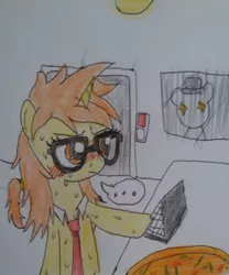 Size: 684x823 | Tagged: artist:traiden, derpibooru import, five nights at freddy's, food, food pony, oc, oc:crust raychell, original species, pizza, pizza pony, safe, unofficial characters only