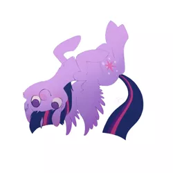 Size: 800x800 | Tagged: safe, artist:miss-cats, derpibooru import, twilight sparkle, twilight sparkle (alicorn), alicorn, pony, looking down, looking up, simple background, solo, upside down, white background