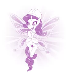 Size: 854x1000 | Tagged: artist:dstears, derpibooru import, glimmer wings, gossamer wings, monochrome, rarity, safe, scene interpretation, solo, sonic rainboom (episode), wahaha, wings