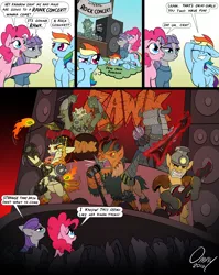 Size: 1300x1631 | Tagged: safe, artist:omny87, derpibooru import, maud pie, pinkie pie, rainbow dash, ponified, diamond dog, pony, balsac the jaws of death, beefcake the mighty, brütal, comic, concert, gwar, heavy metal, jizmak da gusha, metal, metal as fuck, misunderstanding, oderus urungus, parody, pun, slice of life, slymenstra hymen